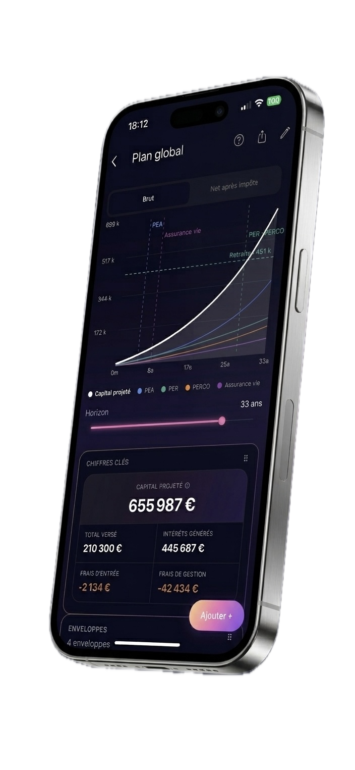 Interface de l'application Monevia sur iPhone